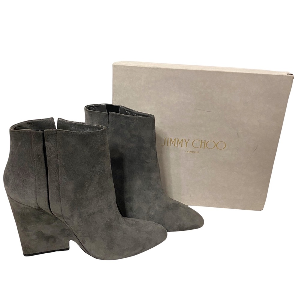Jimmy Choo Myth Gray Suede Wedge Boots